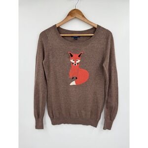Fox Sweater Blogger Fav Viral Women's Small Brown‎ Forestcore Whimsy Preppy